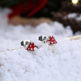 Christmas Oil Dripping Christmas Hat Earring Plated with Platinum