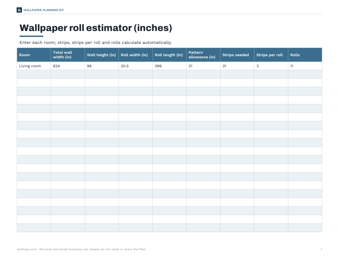 Preview of the first page of Estimator (XLSX)